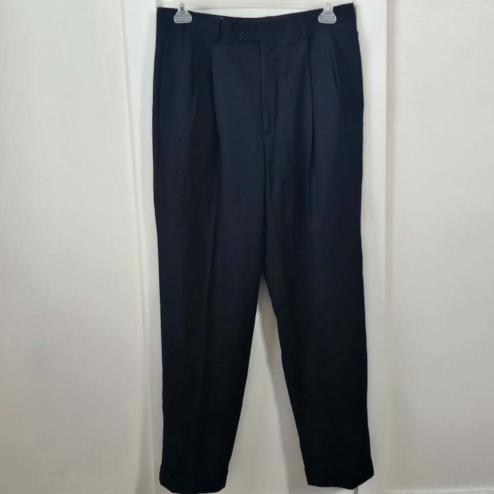 Banana Republic Men’s 34R 100% Wool Dress Pants Black Pleated Made Portugal